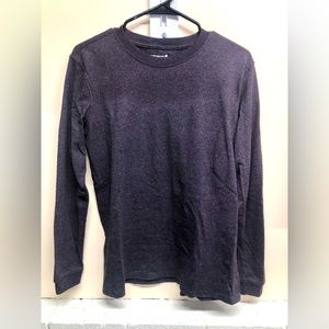 Dark purple carhartt long sleeve shirt with purple letting on left sleeve
